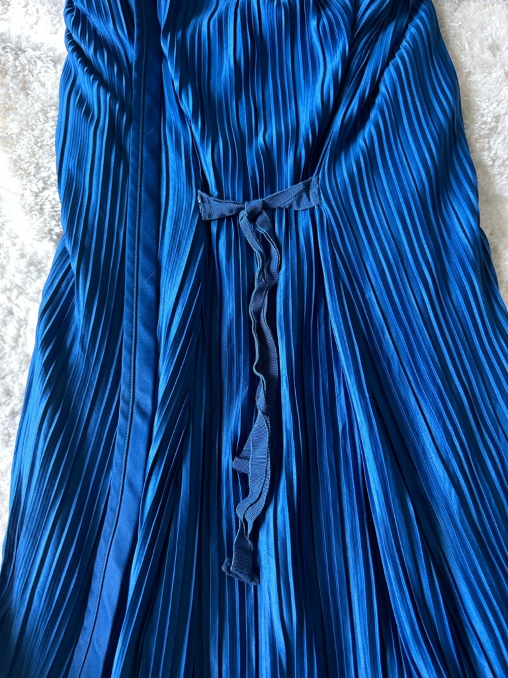Atlein Plisse Midi Dress Sleeveless Pleated Blue - Picture 12 of 15
